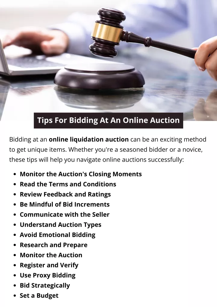 tips for bidding at an online auction