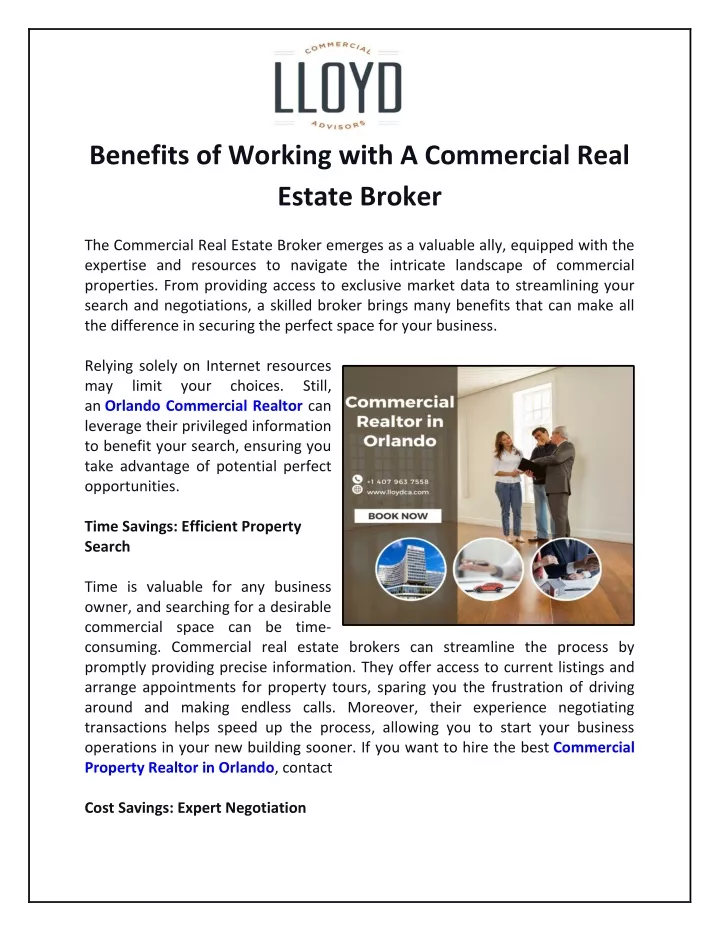 benefits of working with a commercial real estate