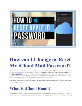 How can I Change or Reset My iCloud Mail Password?