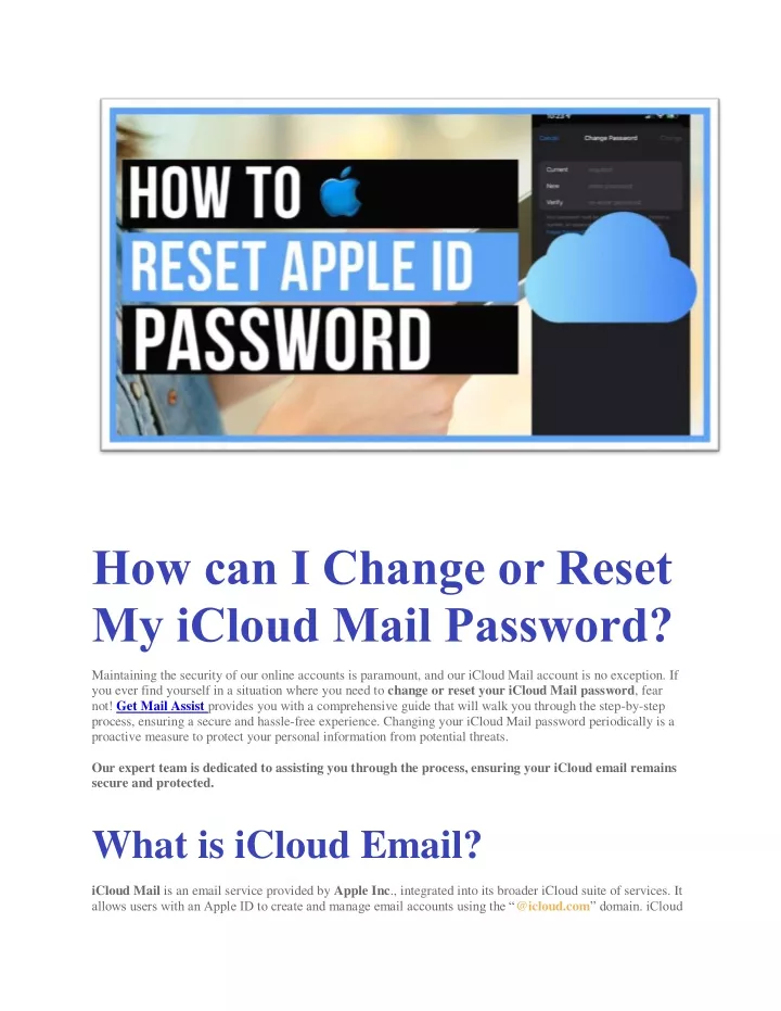 how can i change or reset my icloud mail password