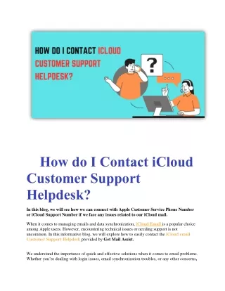 How do I Contact iCloud Customer Support Helpdesk?