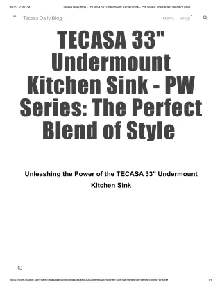 Tecasa Daily Blog - TECASA 33_ Undermount Kitchen Sink - PW Series_ The Perfect Blend of Style