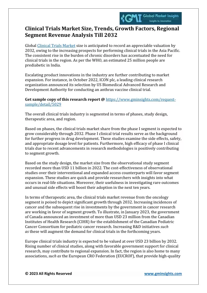 clinical trials market size trends growth factors