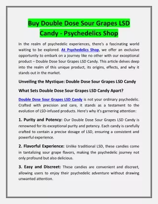 Buy Double Dose Sour Grapes LSD Candy - Psychedelics Shop