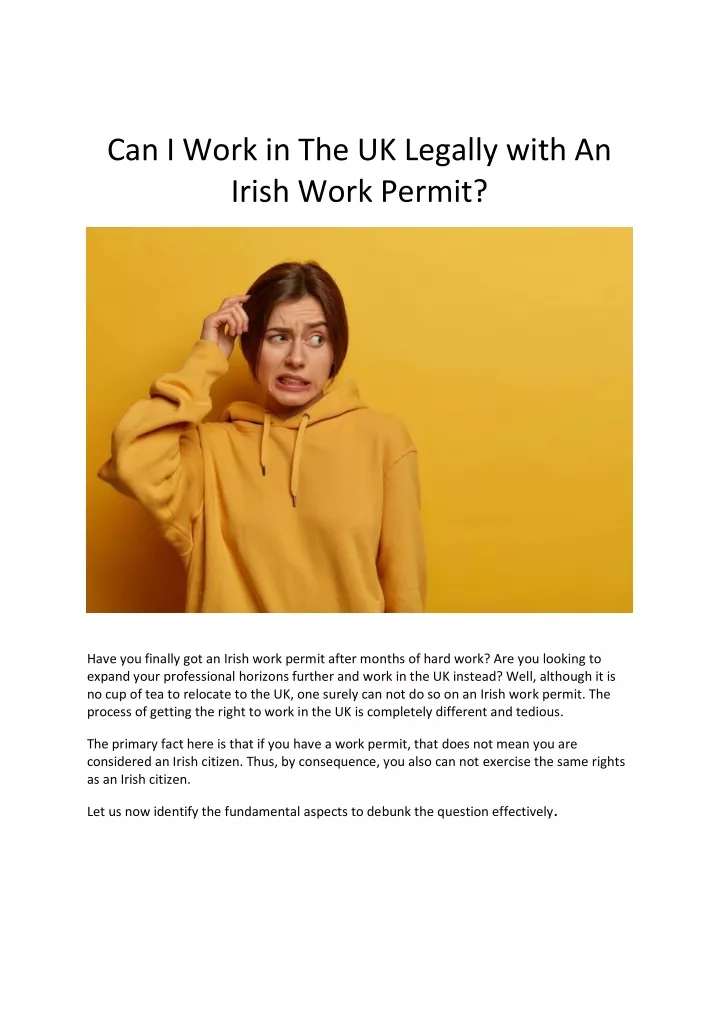 can i work in the uk legally with an irish work