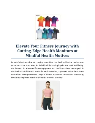 Elevate Your Fitness Journey with Cutting-Edge Health Monitors at Mindful Health Motives