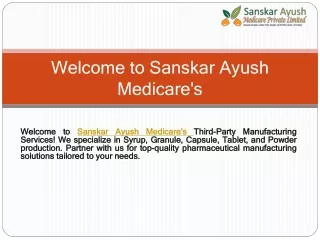 Diverse Medication Solutions by Sanskar Ayush Medicare