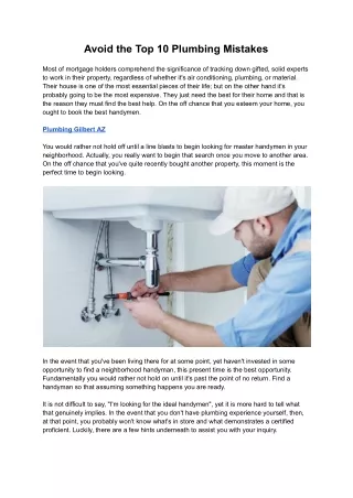 avoid the top 10 plumbing mistakes