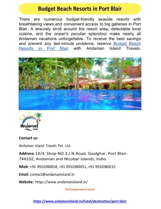 Budget Beach Resorts in Port Blair