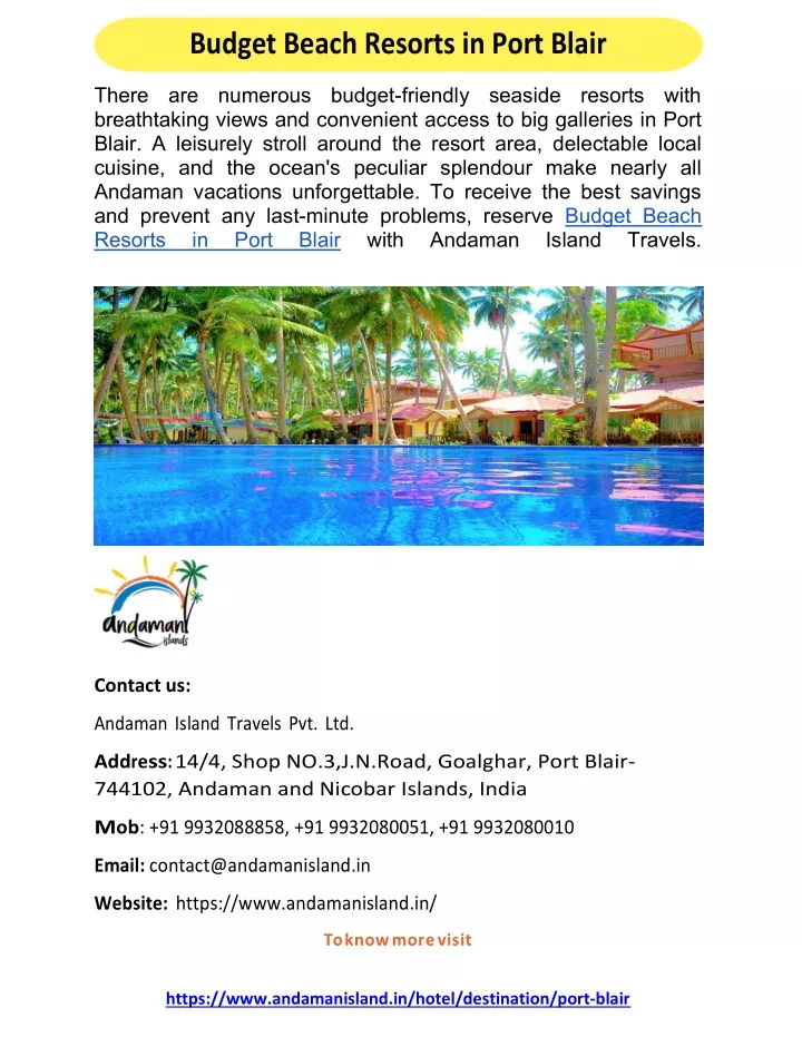 budget beach resorts in port blair