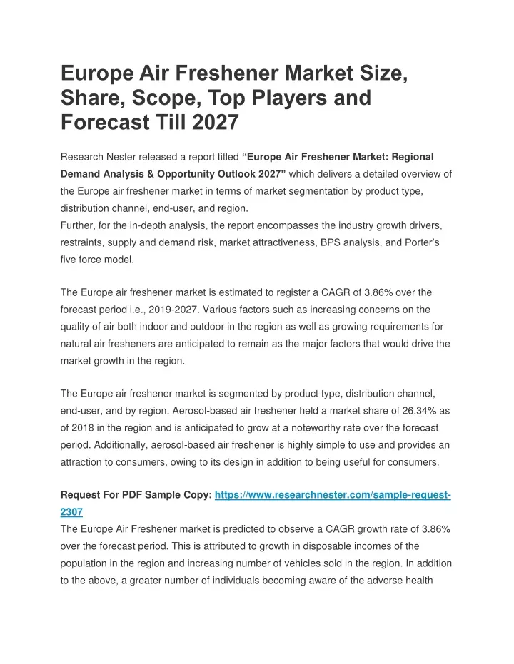 europe air freshener market size share scope