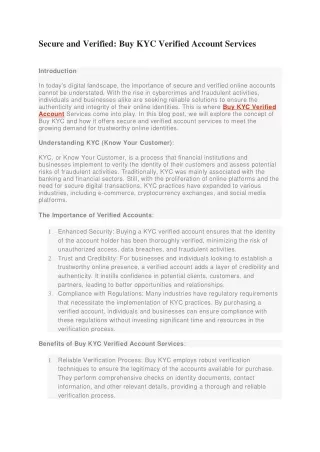 Secure and Verified: Buy KYC Verified Account Services