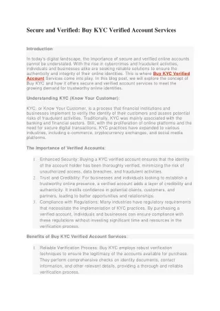 secure and verified buy kyc verified account