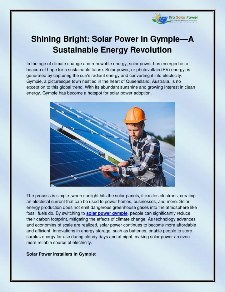 shining bright solar power in gympie