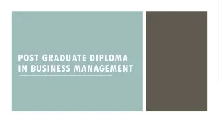 Post Graduate Diploma in Business Management