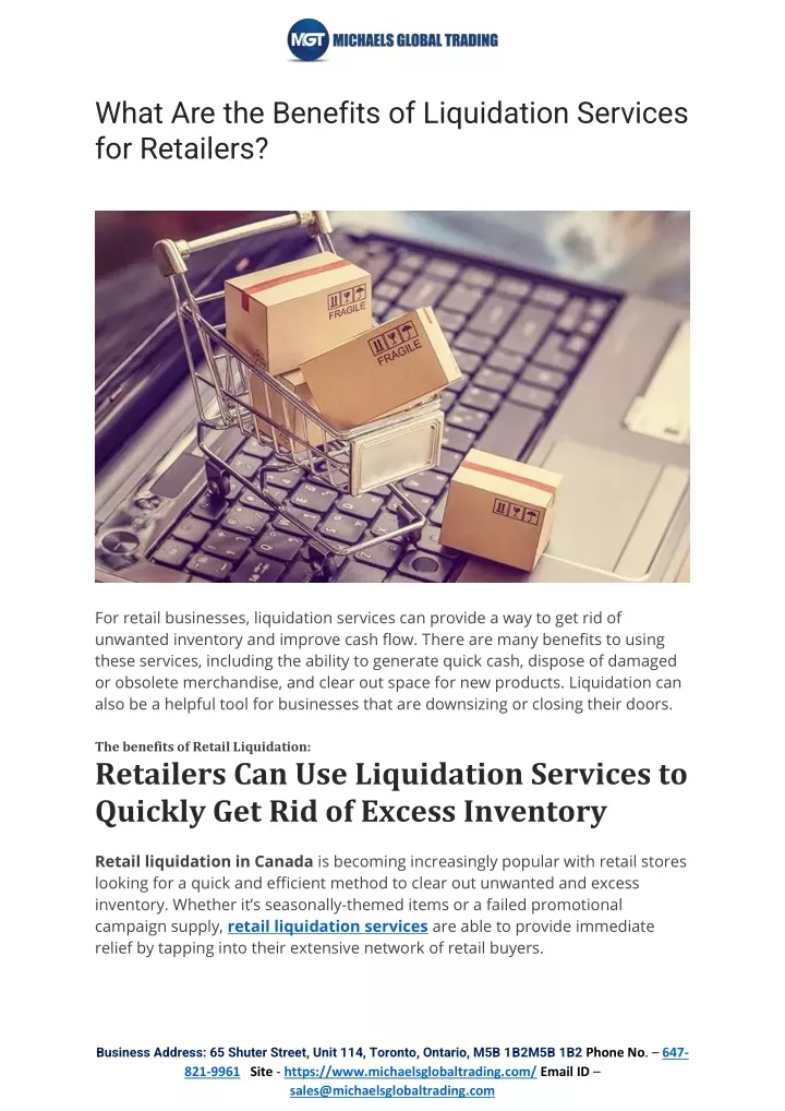 what are the benefits of liquidation services