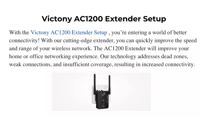 victony ac1200 extender setup