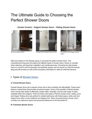 The Ultimate Guide to Choosing the Perfect Shower Doors