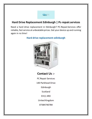 Hard Drive Replacement Edinburgh | Pc-repair.services