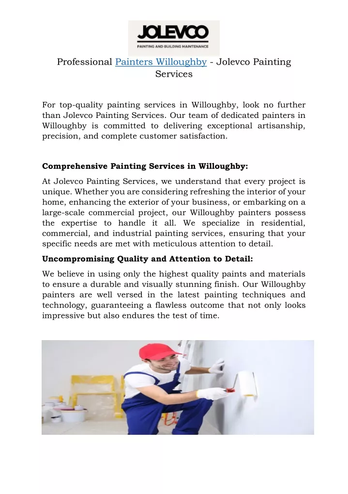 professional painters willoughby jolevco painting