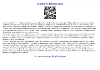 hamilton vs jefferson essay
