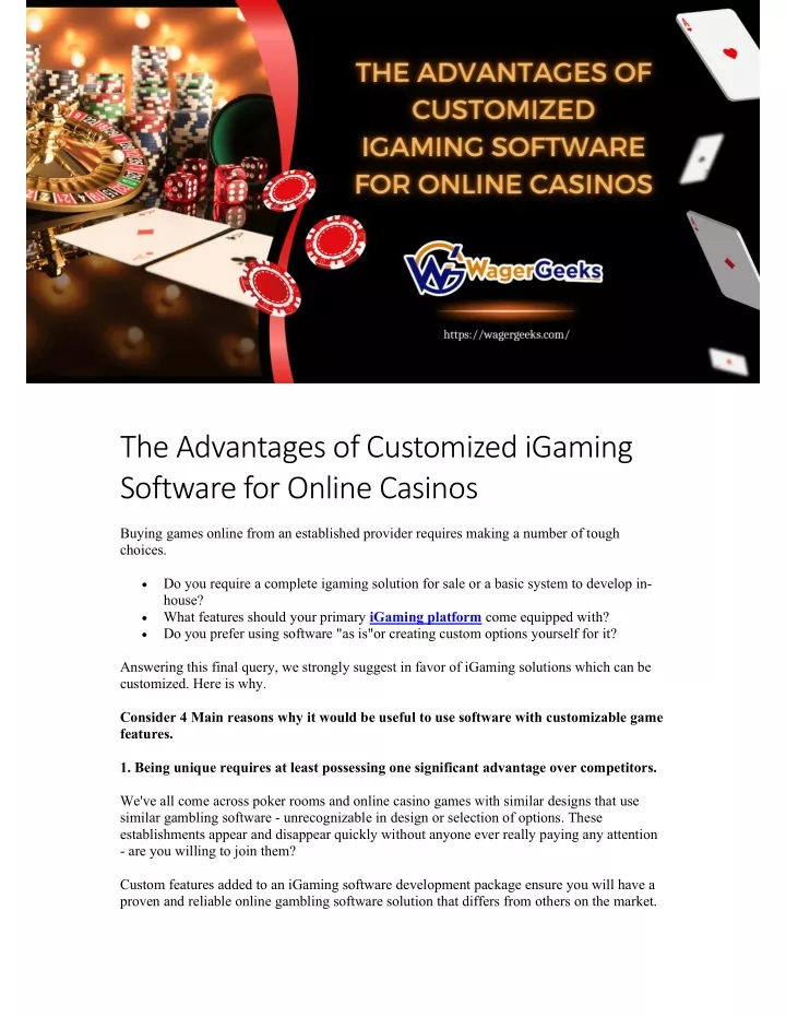 the advantages of customized igaming software