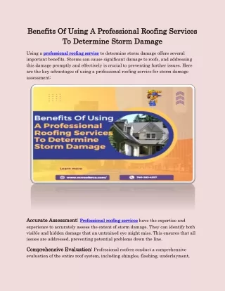 Benefits Of Using A Professional Roofing Services To Determine Storm Damage