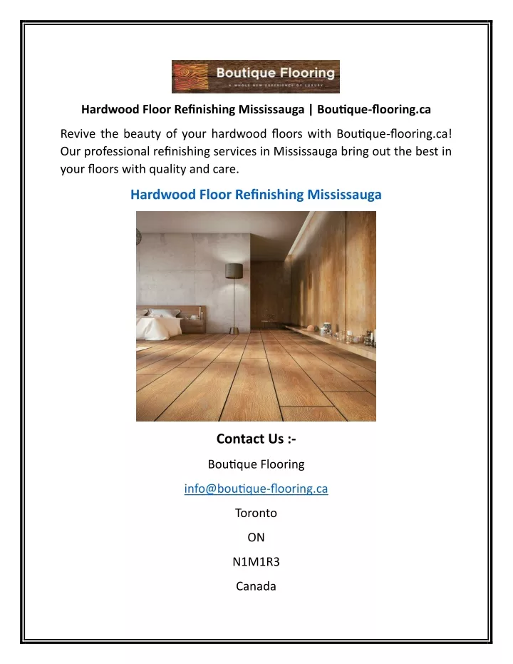 hardwood floor refinishing mississauga boutique