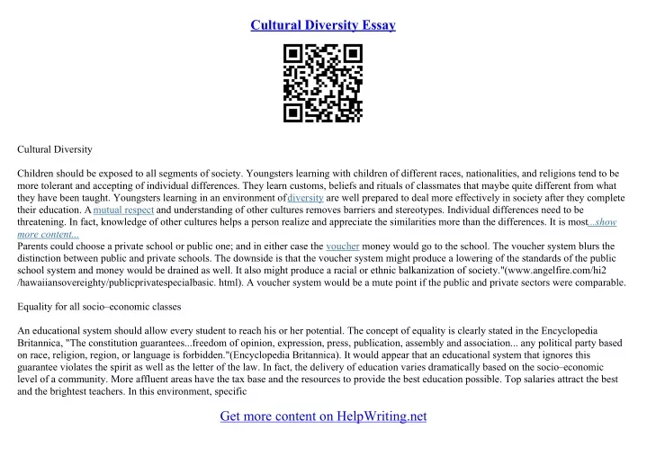 essay of cultural diversity