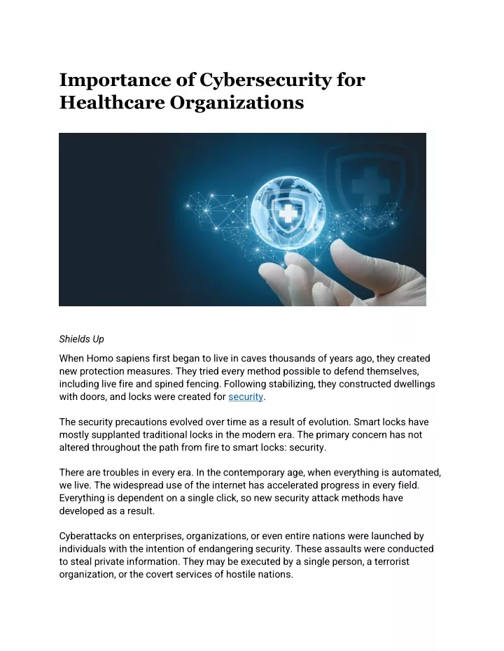 importance of cybersecurity for healthcare