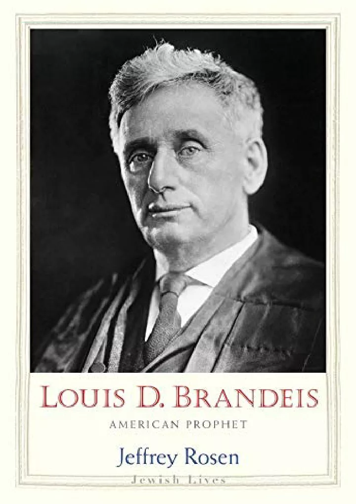 louis d brandeis american prophet jewish lives