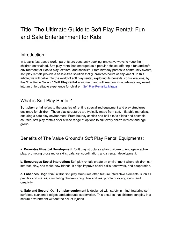 title the ultimate guide to soft play rental