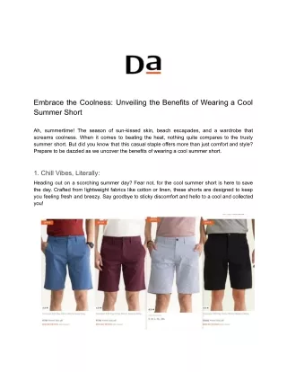 Embrace the Coolness- Unveiling the Benefits of Wearing a Cool Summer Short