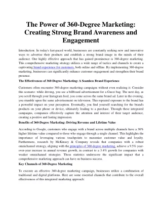 the power of 360 degree marketing creating strong
