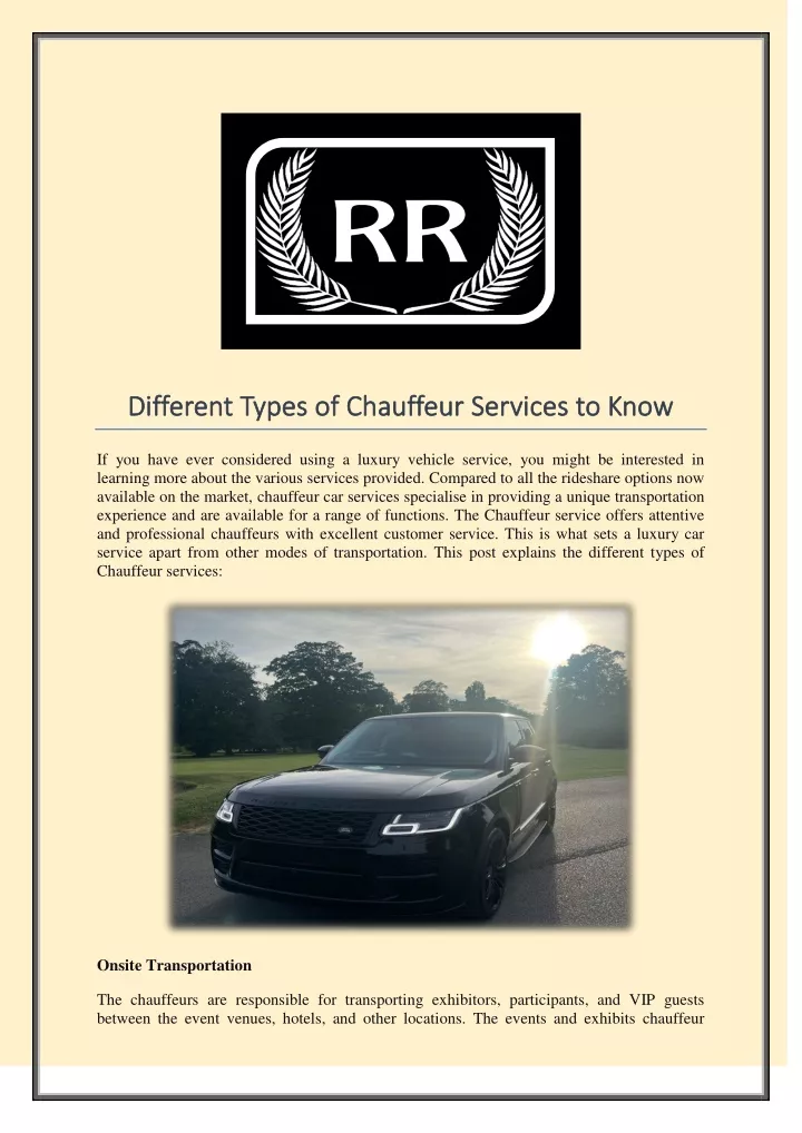 different types of chauffeur services to know