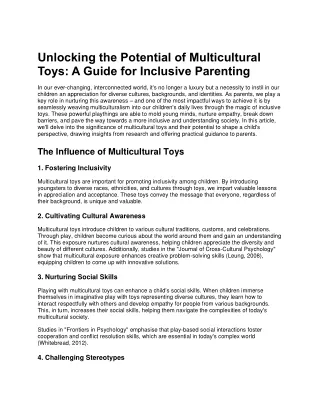 unlocking the potential of multicultural toys