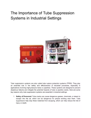 The Importance of Tube Suppression Systems in Industrial Settings