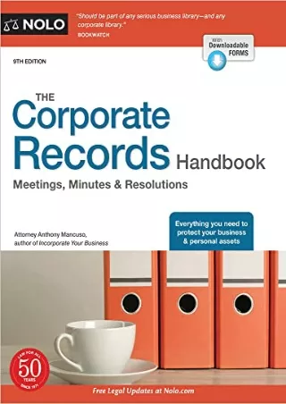 PDF Download Corporate Records Handbook, The: Meetings, Minutes & Resolutio