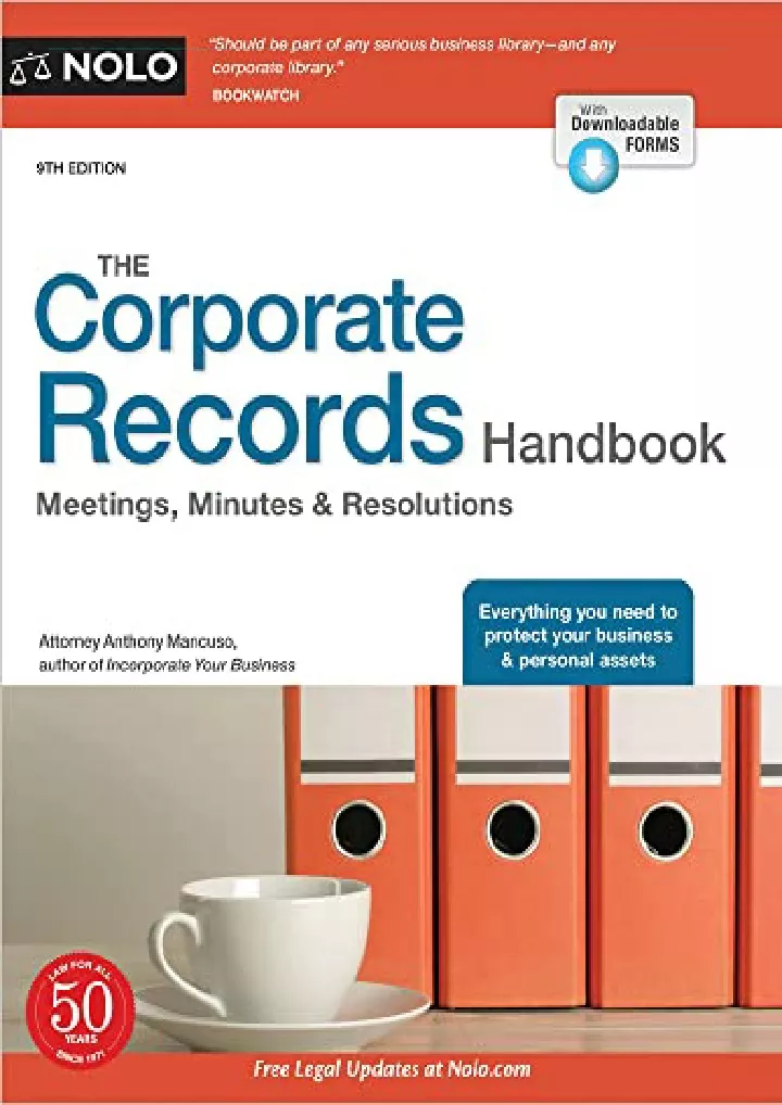 corporate records handbook the meetings minutes