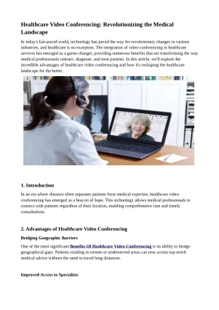Healthcare Video Conferencing Revolutionizing the Medical Landscape