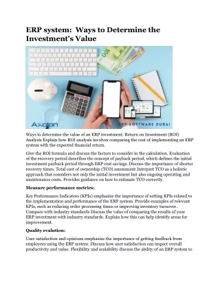 erp system ways to determine the investment