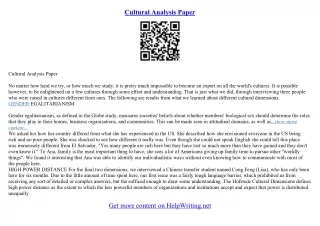 cultural analysis essay topics