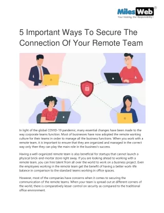 5 Important Ways To Secure The Connection Of Your Remote Team