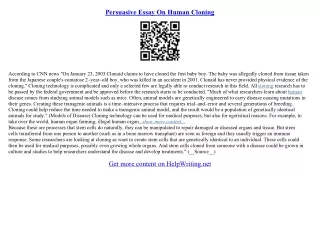 human cloning persuasive essay