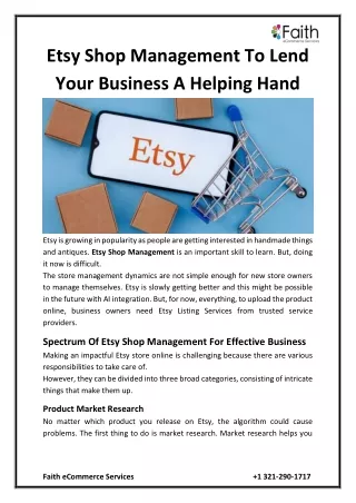 Etsy Shop Management To Lend Your Business A Helping Hand