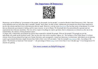 essay on importance of democracy