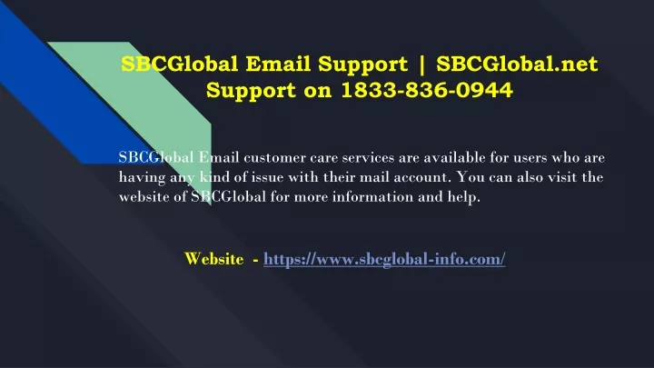 sbcglobal email support sbcglobal net support on 1833 836 0944