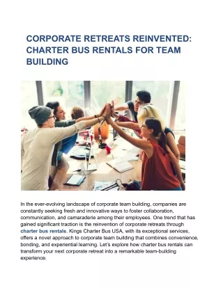 CORPORATE RETREATS REINVENTED: CHARTER BUS RENTALS FOR TEAM BUILDING | KINGS CHA