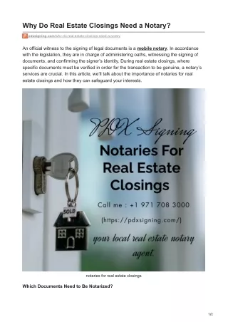 Why Do Real Estate Closings Need a Notary