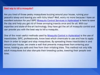 Mosquito Control Services in Hyderabad